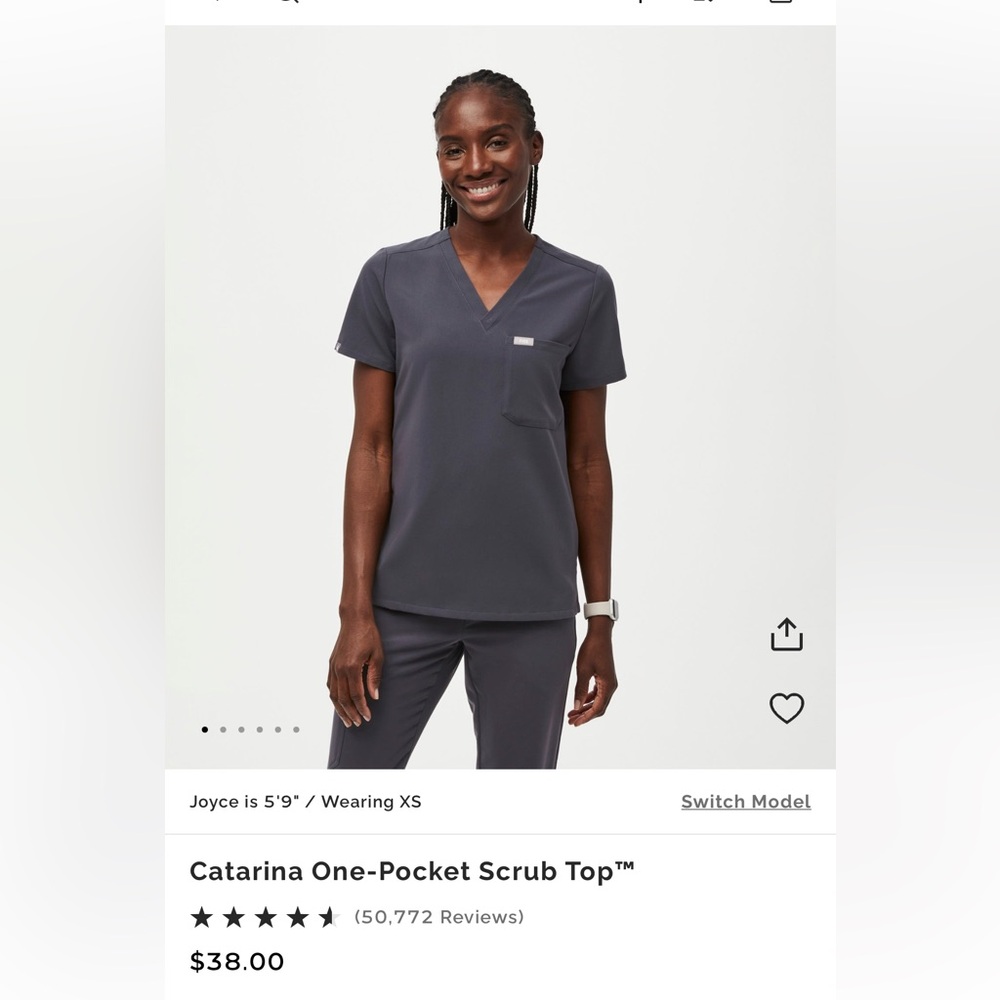 Figs charcoal size medium scrub top
